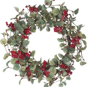 Festive Green and Red Holiday Wreath